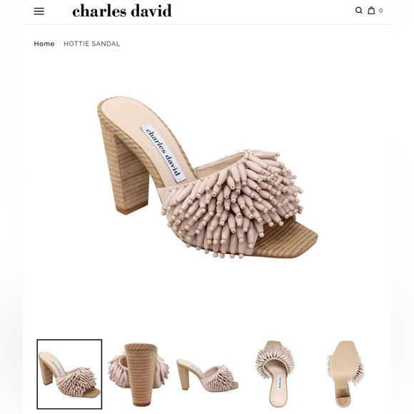 Charles David HOTTIE SANDAL size 9 beaded block heel slide - Picture 14 of 14